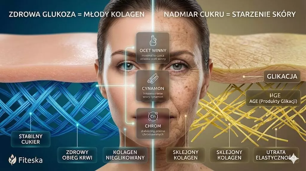 Wpływ nadmiaru cukru na kolagen i elastyczność skóry – Fiteska Biohacking.